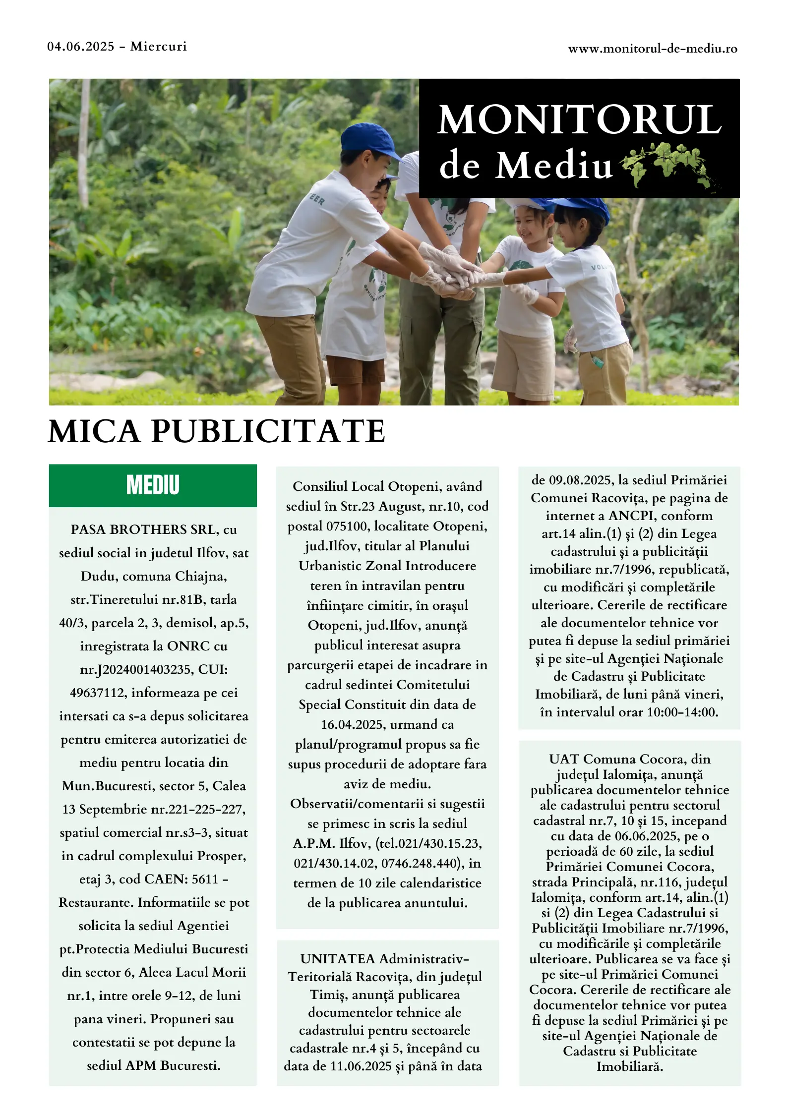 anunt ziar mediu online